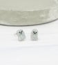 Titanium ear wire mini ghost stud earrings - Holographic glitter silver  - Image 6