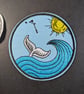 Blue whale tail   - Embroidered Iron on Patch - Image 1
