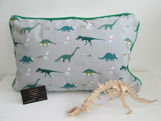 Sophie Allport Dinosaur Cushion  with Green Piping