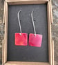 Red Square Long Dangle Earrings - Image 5