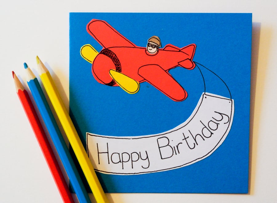 Greeting Card Aeroplane Greeting Card, Birthday Plane Card