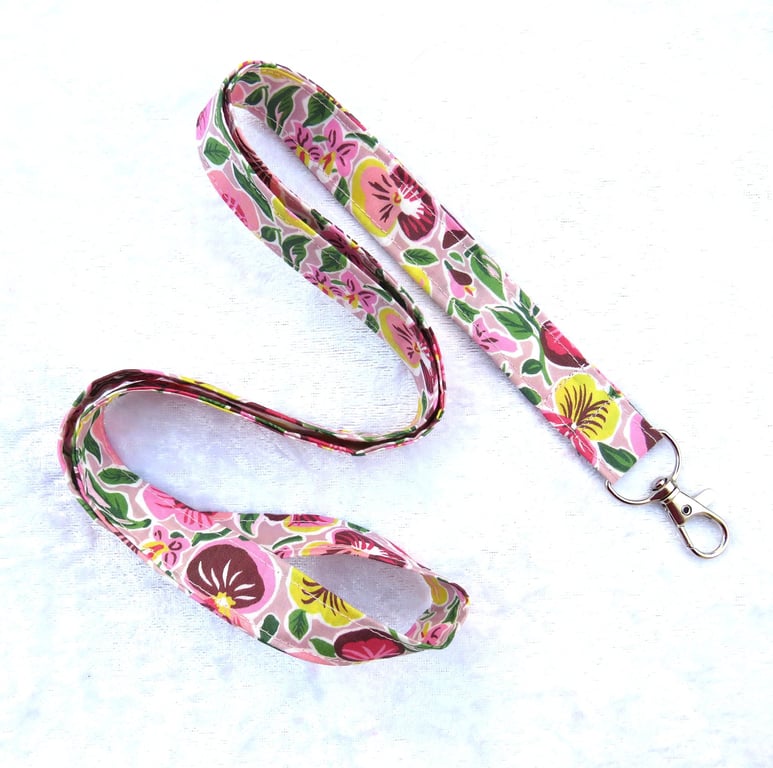Liberty print lanyard, pansy design