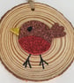 Glitter Robin wood slice hanging decorations - Image 7
