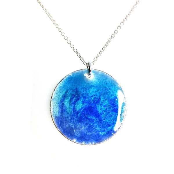Silver blue mix Rockpool pendant necklace - large