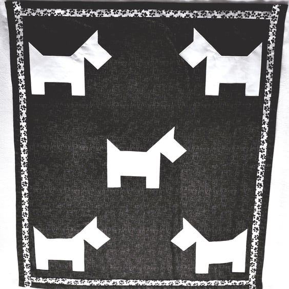 WHITE SCOTTY DOG THROW