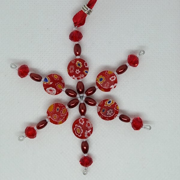 Round Millefiori Snowflake Decoration