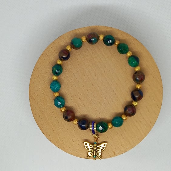 Chrysocolla and Faux Clinquant Bracelet