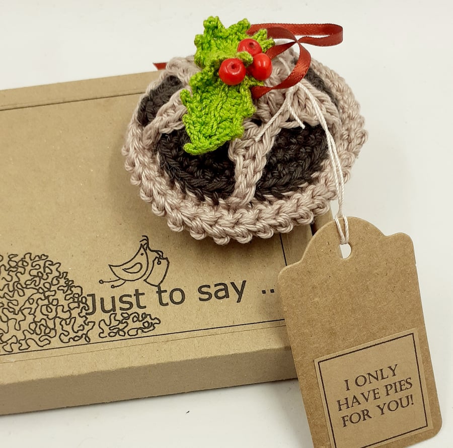 Crochet Mince Pie Decoration  - Alternative to a Christmas Card 
