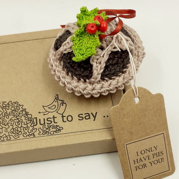 Crochet Mince Pie Decoration  - Alternative to a Christmas Card 
