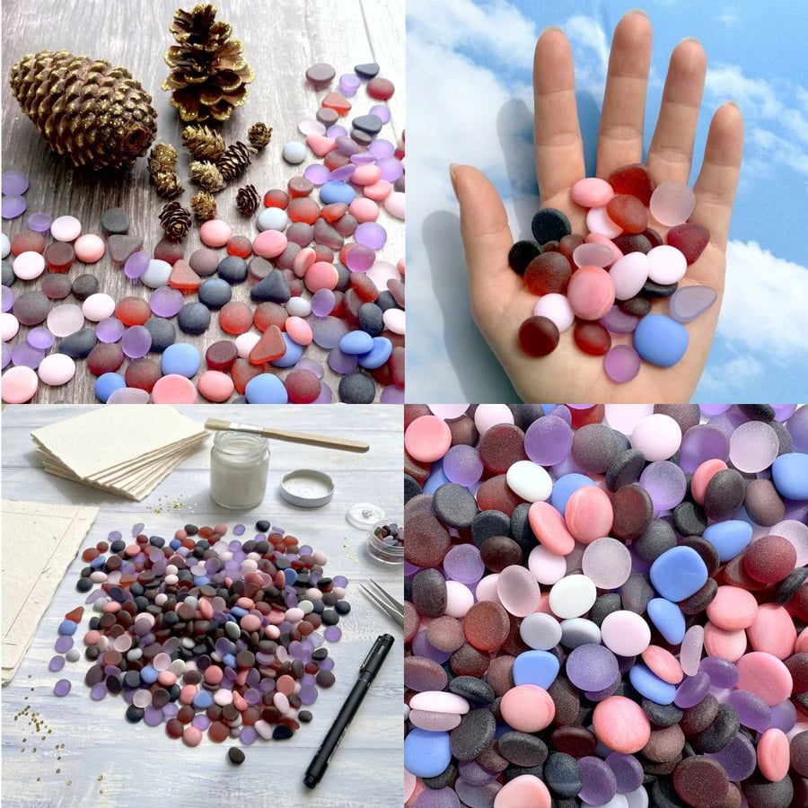 Tumbled Frosted Glass - Mixed Amounts - Pinks and Purples Mix - Faux Sea Glass