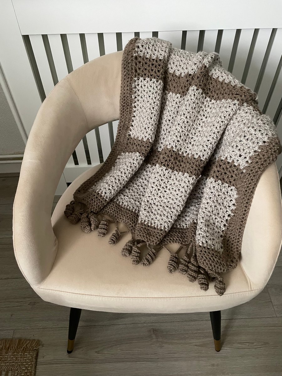 Hand Crocheted Tunisian Blanket Throw