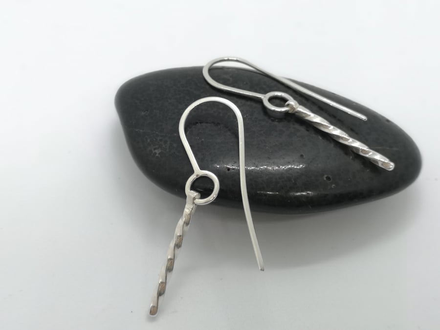 Twisted Silver Drop Earrings