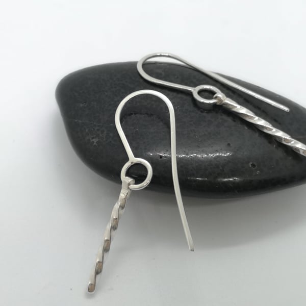 Twisted Silver Drop Earrings