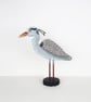 Grey heron ornament, hand painted wooden bird art, water bird decoration - Image 1