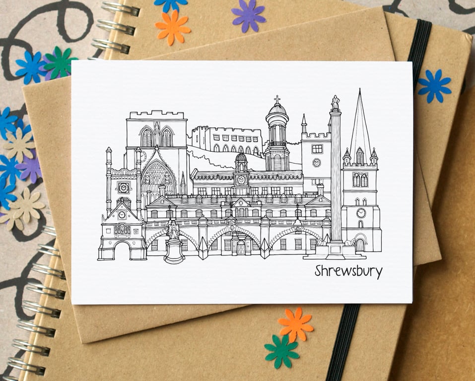 Shrewsbury Skyline Greetings Card