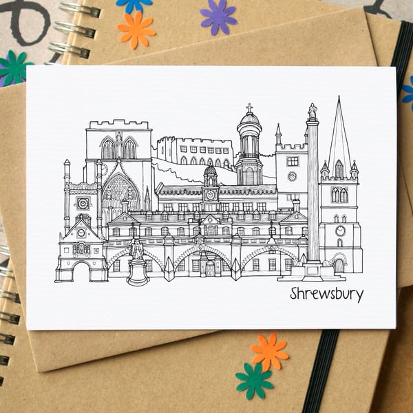 Shrewsbury Skyline Greetings Card
