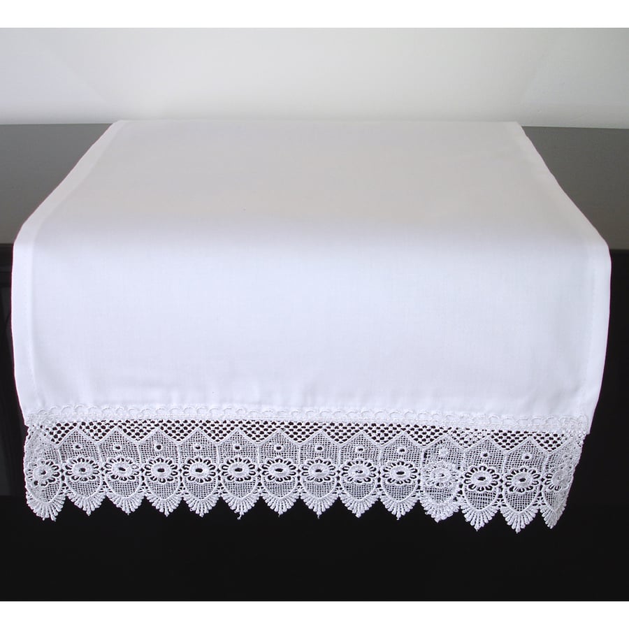 Church Altar Cloth Tablecloth Runner White Lace 150cm x 35cm 60" x 14"