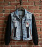 Custom XS Zara Recycled Denim Jacket: Obsidian Crochet Sleeves  - Image 1