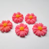 5 x Resin Flatbacks - 11mm - Daisy Flower - Pink 