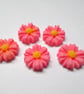 5 x Resin Flatbacks - 11mm - Daisy Flower - Pink 