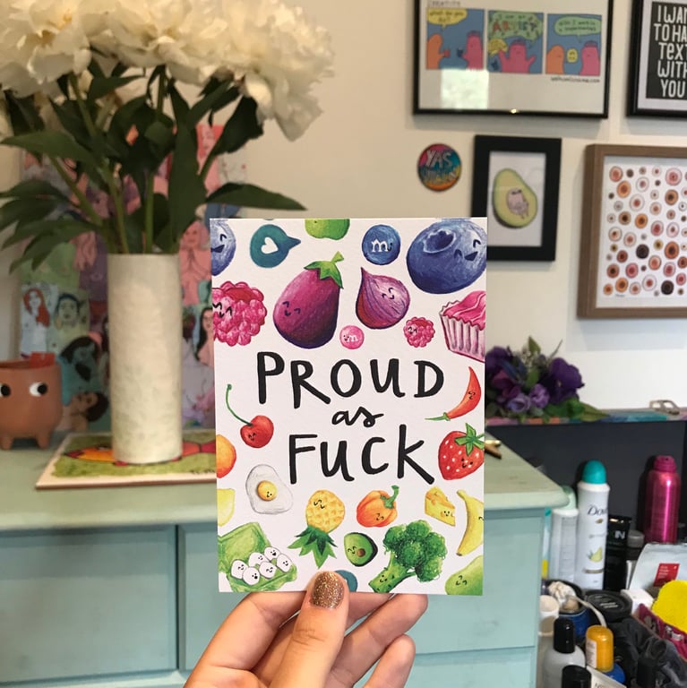 Proud as Fck - LGBTQ Queer Pride Postcard A6 Print