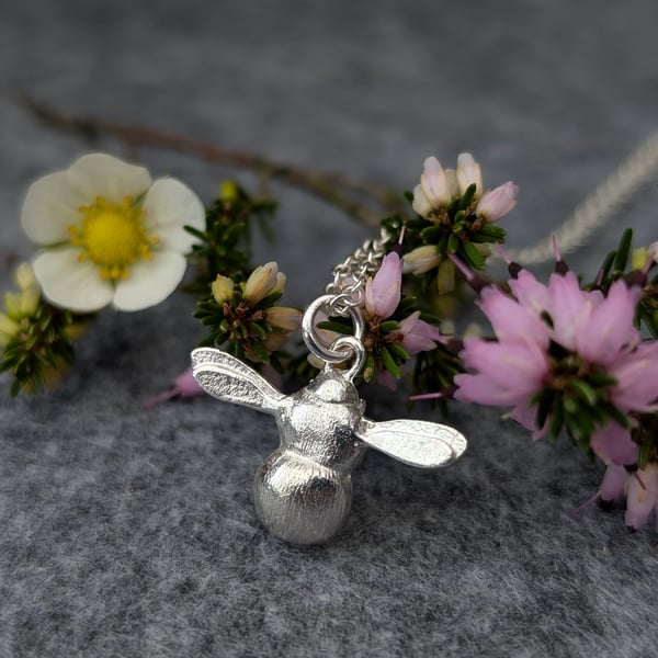 Silver Bee Necklace, Handmade Little Bee Pendant, Bee-lover nature jewellery