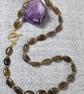 Labradorite Ovals Necklace, with Pale Pink Glass Pearls  - Image 3