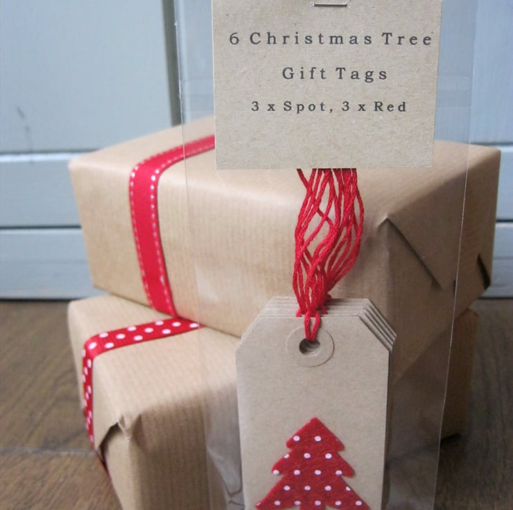 Small Nordic Christmas Tree Gift Tags (Pack of 6) Folksy
