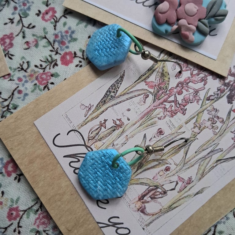 CLEARANCE! polymer clay earrings handmade- reduced-blue mini