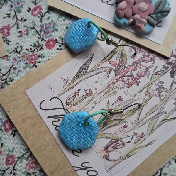 CLEARANCE! polymer clay earrings handmade- reduced-blue mini