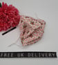 Face mask,  medium, nose wire, 3 layer, adjustable, washable in pink flower  - Image 1