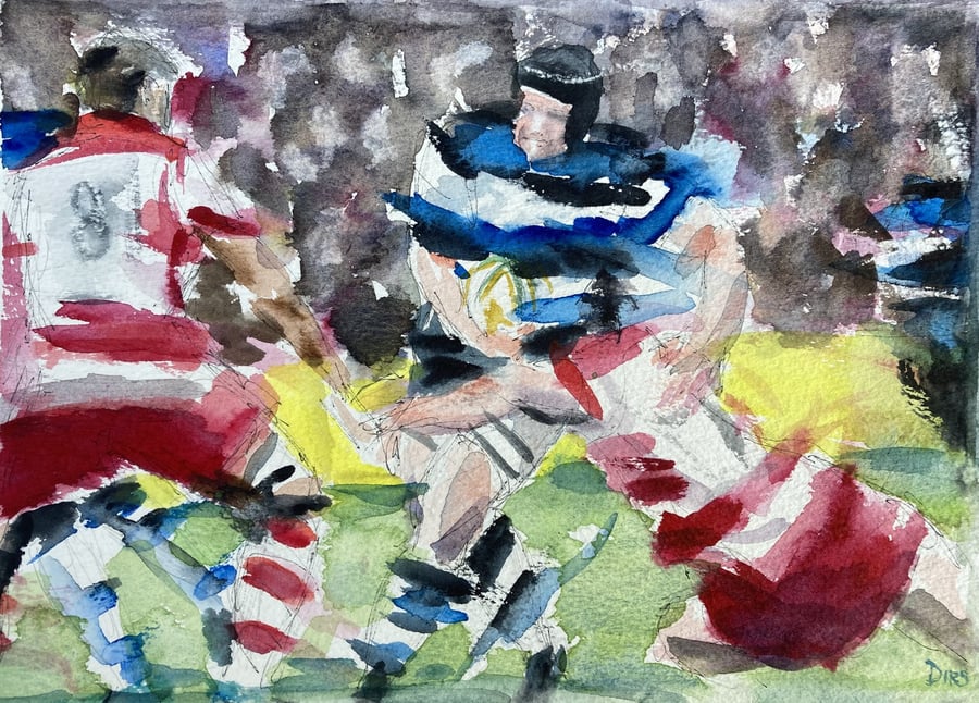 West Country Clash – original watercolour painting, unframed