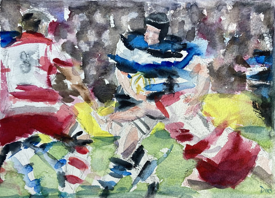 West Country Clash – original watercolour painting, unframed