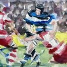 West Country Clash – original watercolour painting, unframed