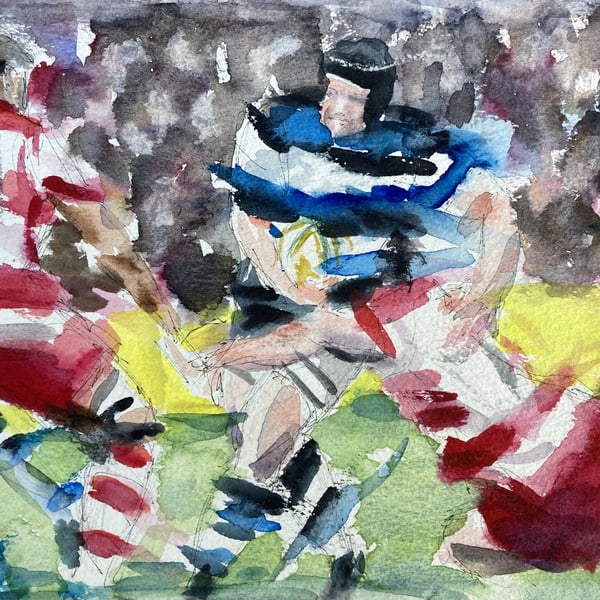 West Country Clash – original watercolour painting, unframed