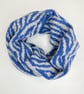 Summer Seconds Zebra snood cowl - river blue and pearl grey