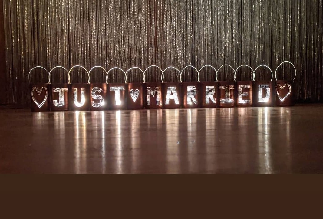 Wedding 'Just Married' Tin Can Lantern