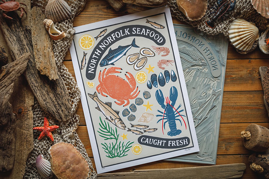 Norfolk Seafood poster - original- A3