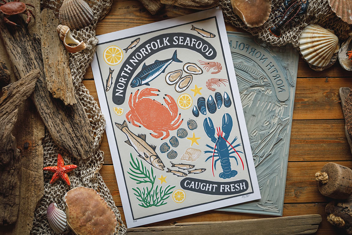 Norfolk Seafood poster - original- A3