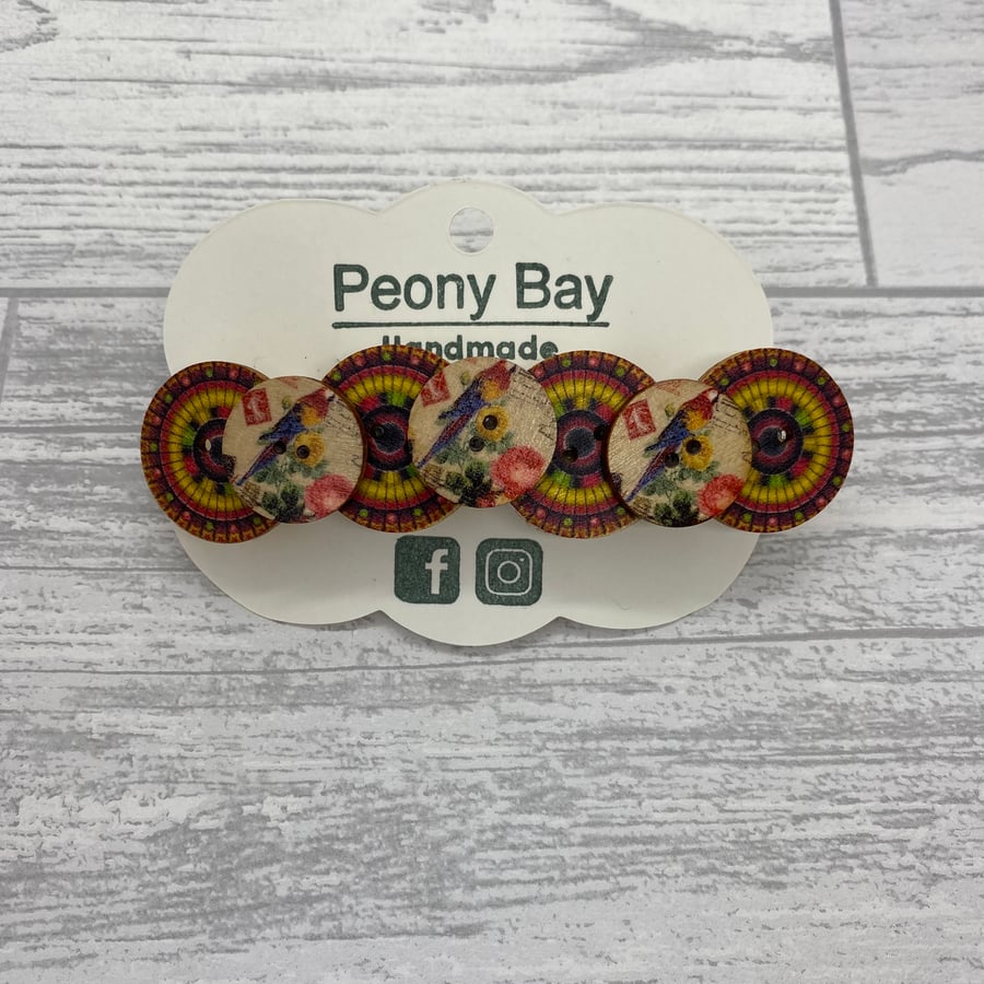 Women’s button barrette hair clip