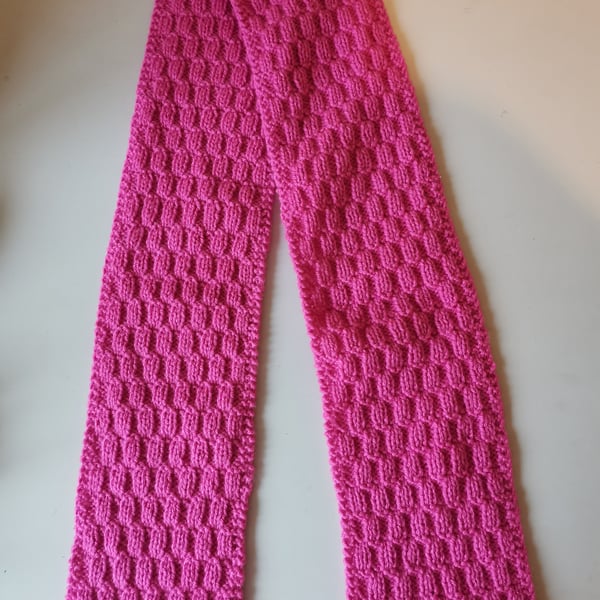 Hand Knitted Double Knit Pink scarf