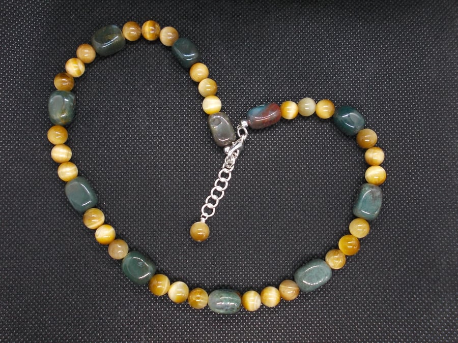 Golden tiger's eye and jasper necklace