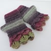 50% off Sale Fingerless Mitts Dragon Scale Cuffs  Blackcurrant Sage Plum Olive