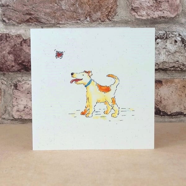 Dog Card Blank Card Dog and Butterfly Eco Friendly