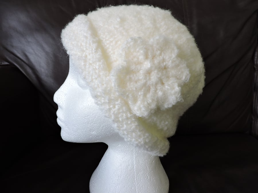 SALE Beanie Hat Woolly Winter White