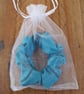 Handmade Trquoise Satin Scrunchie - Classic Size - Image 4