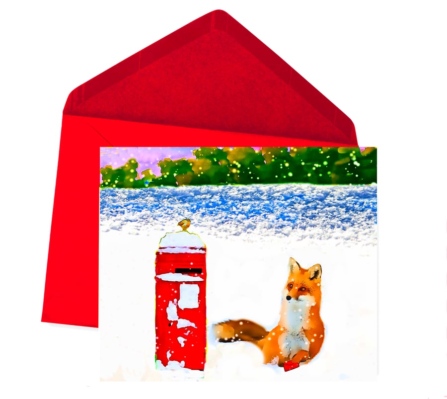 Fox in Snow Christmas Card