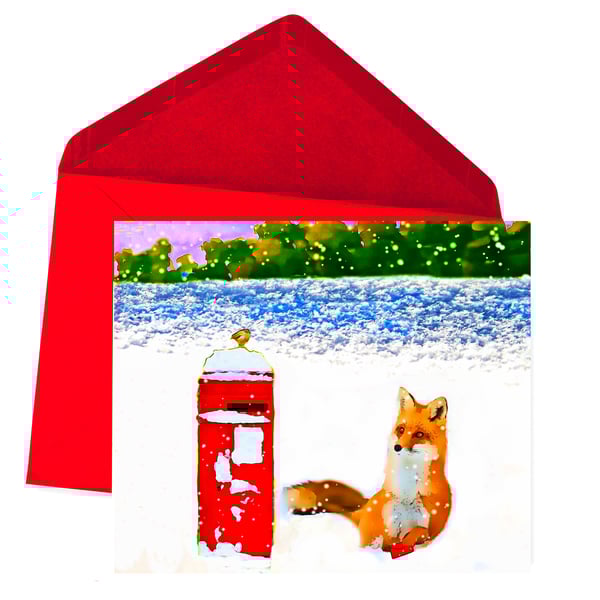 Fox in Snow Christmas Card