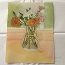 Flowers In Bloom Original Artwork 9x12, Mixed Media