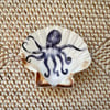 Octopus Scallop Shell Art  - Handcrafted Coastal Nautical Sea Art